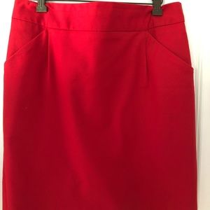 Pencil skirt red with pockets.